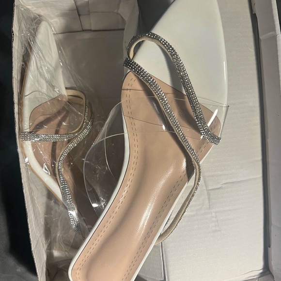 JUEBONG • Clear Pointed Transparent Strappy Slip on Mules Shoes Heels - Picture 7 of 7